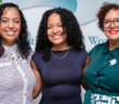 Eileen Castillo (middle) smiles for a photo with LSWC Executive Director, Luisa Lopez MSW; and the Education Chair of LSWC, Monika Estrada-Guzman, LMSW.