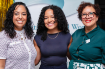 Eileen Castillo (middle) smiles for a photo with LSWC Executive Director, Luisa Lopez MSW; and the Education Chair of LSWC, Monika Estrada-Guzman, LMSW.