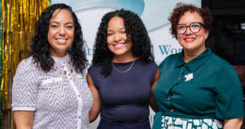 Eileen Castillo (middle) smiles for a photo with LSWC Executive Director, Luisa Lopez MSW; and the Education Chair of LSWC, Monika Estrada-Guzman, LMSW.