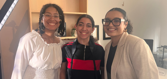 Director Maya Velazquez(center) with GSS alumna D’Andrah (right) and Araly (left, one of the writers).