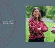 headshots of dr. melissa mason and dr. lakeia murray standing in the lincoln center campus courtyard with arms crossed and smiling. to their left is the fordham gss seal in maroon, and the fordham gss logo overlayed in white. the background of the entire design is blue.