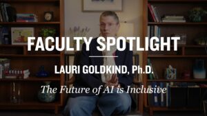 Click the image to watch Fordham GSS Professor Lauri Goldkind's new video on her artificial intelligence research.