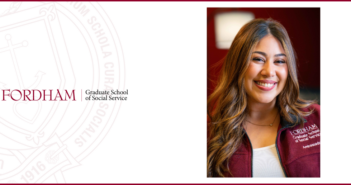Why Social Work? Why Fordham? With Sahiba Bhatnagar, GSS ’26 Sahiba Bhatnagar smiles for a headshot. She is wearing a maroon Fordham Graduate School of Social Service ambassador jacket, seated indoors with a blurred background. The Fordham University Graduate School of Social Service logo is displayed on the left side of the image.