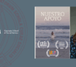 a photo of jenn lilly and the artwork for nuestro apoyo next to the fordham gss logo and seal.