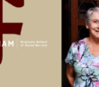 a headshot of Anita quinn next to the fordham gss logo and the fordham gothic F logo. the background of the image is gold.