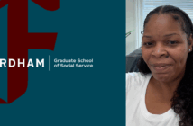 headshot of staronyata davis next to the fordham logo.