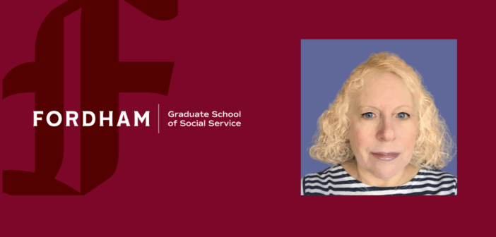 headshot of Professor Cathy Berkman next to the fordham gss logo